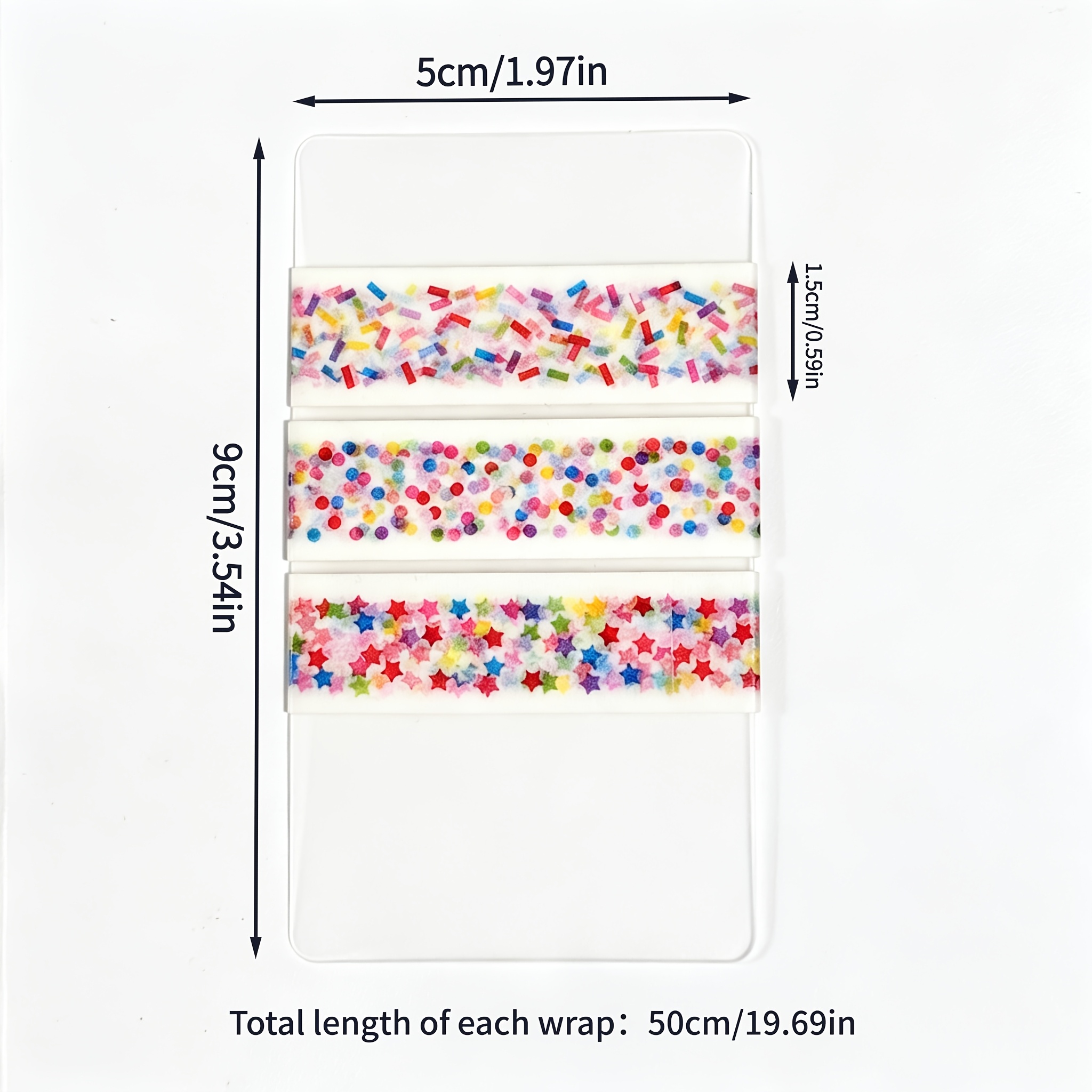 TEMU 3pcs Assorted Set Of Colored Square, Round, And Star-shaped Ribbon Washi Tapes For Diy Scrapbooking And Decoration