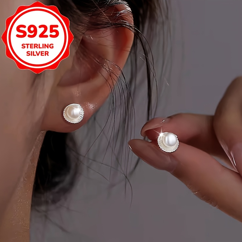 2pc Women's S925 Pure Silver Retro Stud Earrings Gift