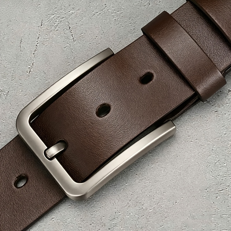 Men's Split Leather Pin Buckle Belt with Alloy Buckle, Secure Design