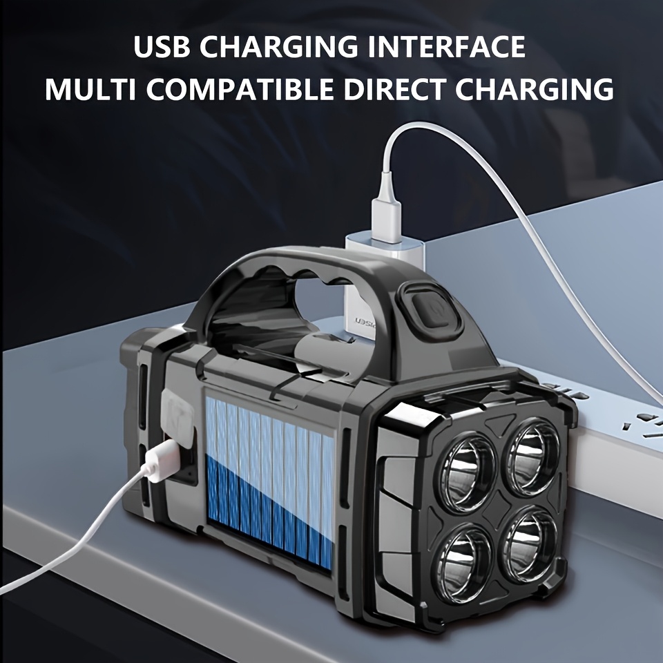 Multi-Functional Durable Flashlight with Solar & USB Recharge