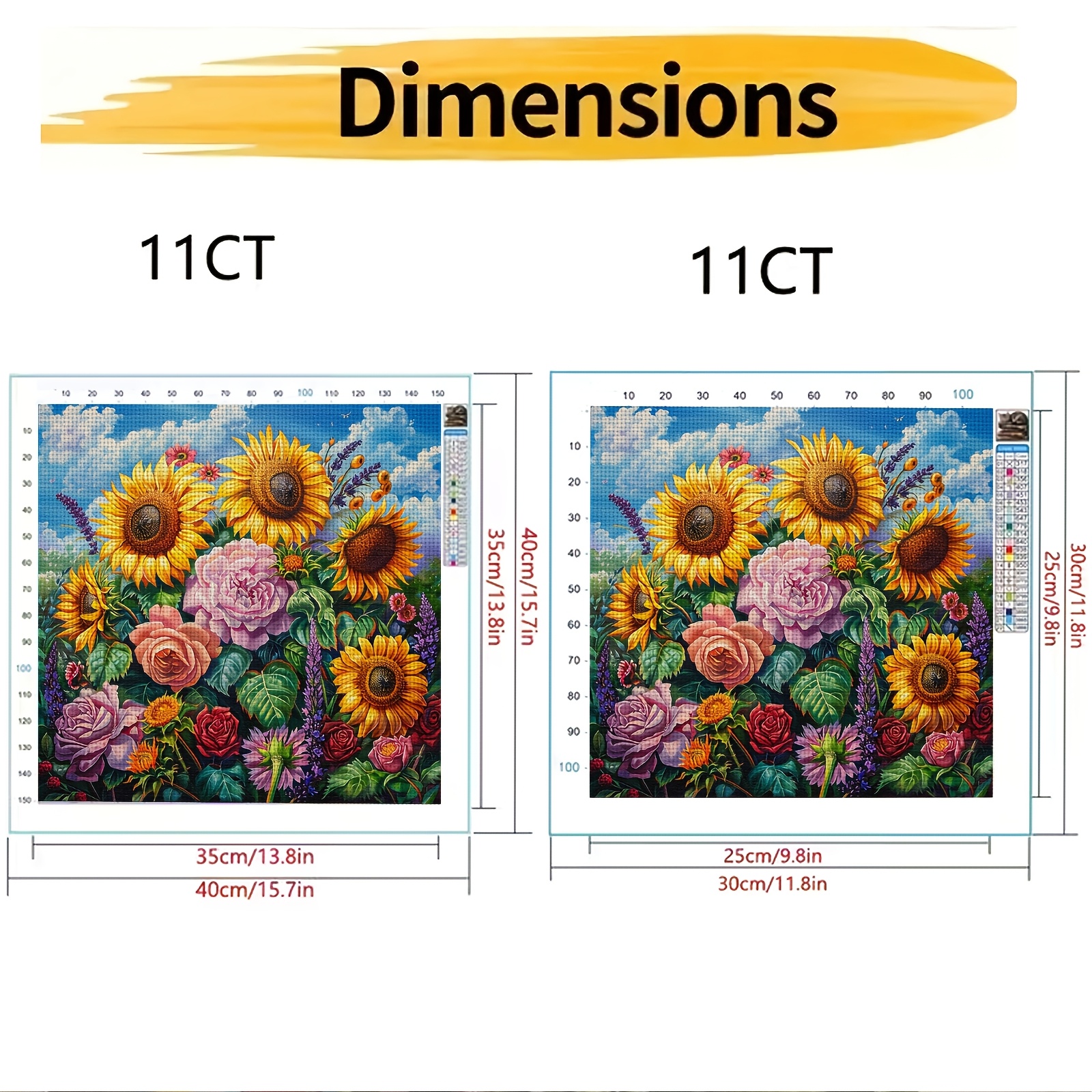 Complete DIY Cross-Stitch Embroidery Kit for Sunflowers & Multicolor Flowers