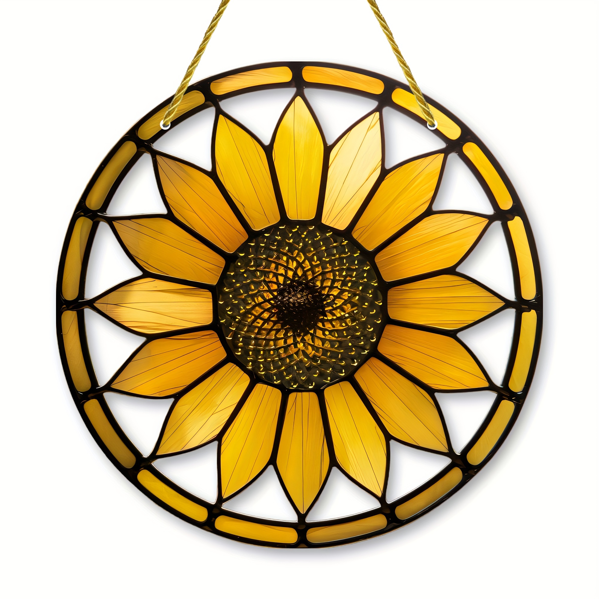 

Sunflower Acrylic Suncatcher - 8"x8" Stained Glass Window Hanging, Perfect For Summer Garden & Home Decor, Ideal Birthday Or Housewarming Gift