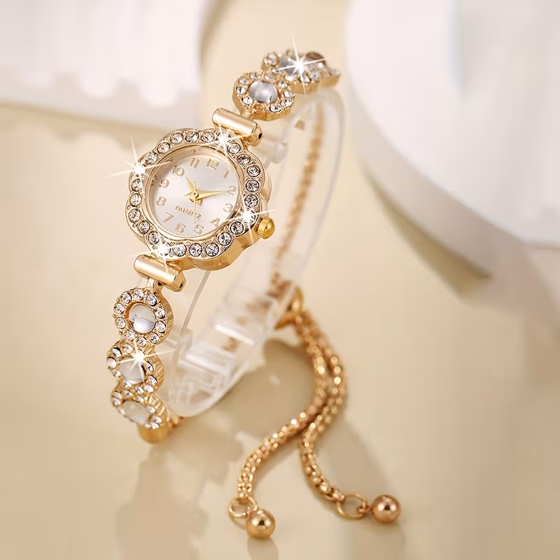 1pc elegant womens adjustable chain quartz watch luxurious round dial with white strap bohemian style gift for mom suitable for ramadan mothers day eid al graduation season daily wear included Product details 1