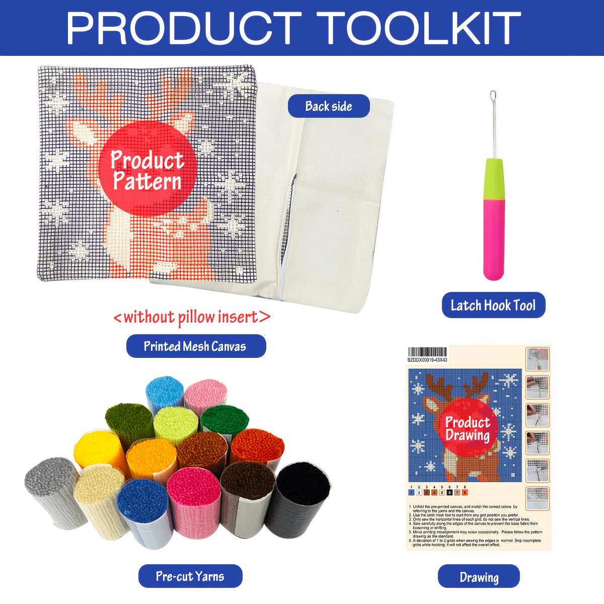 Latch Hook Kit with Sun Pattern for Beginners