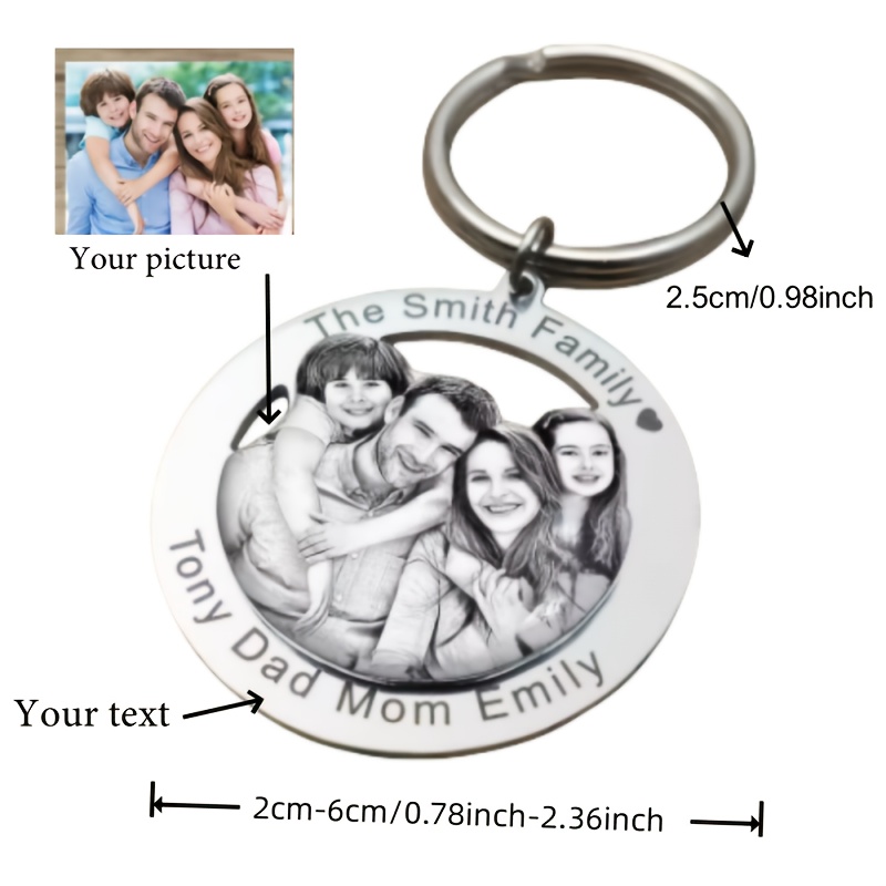 E-shop 1 Stück Personalisierter Edelstahl Herz-Schlüsselanhänger für Frauen – Individueller Foto- und Namensgravierter Schlüsselring, Langlebiges