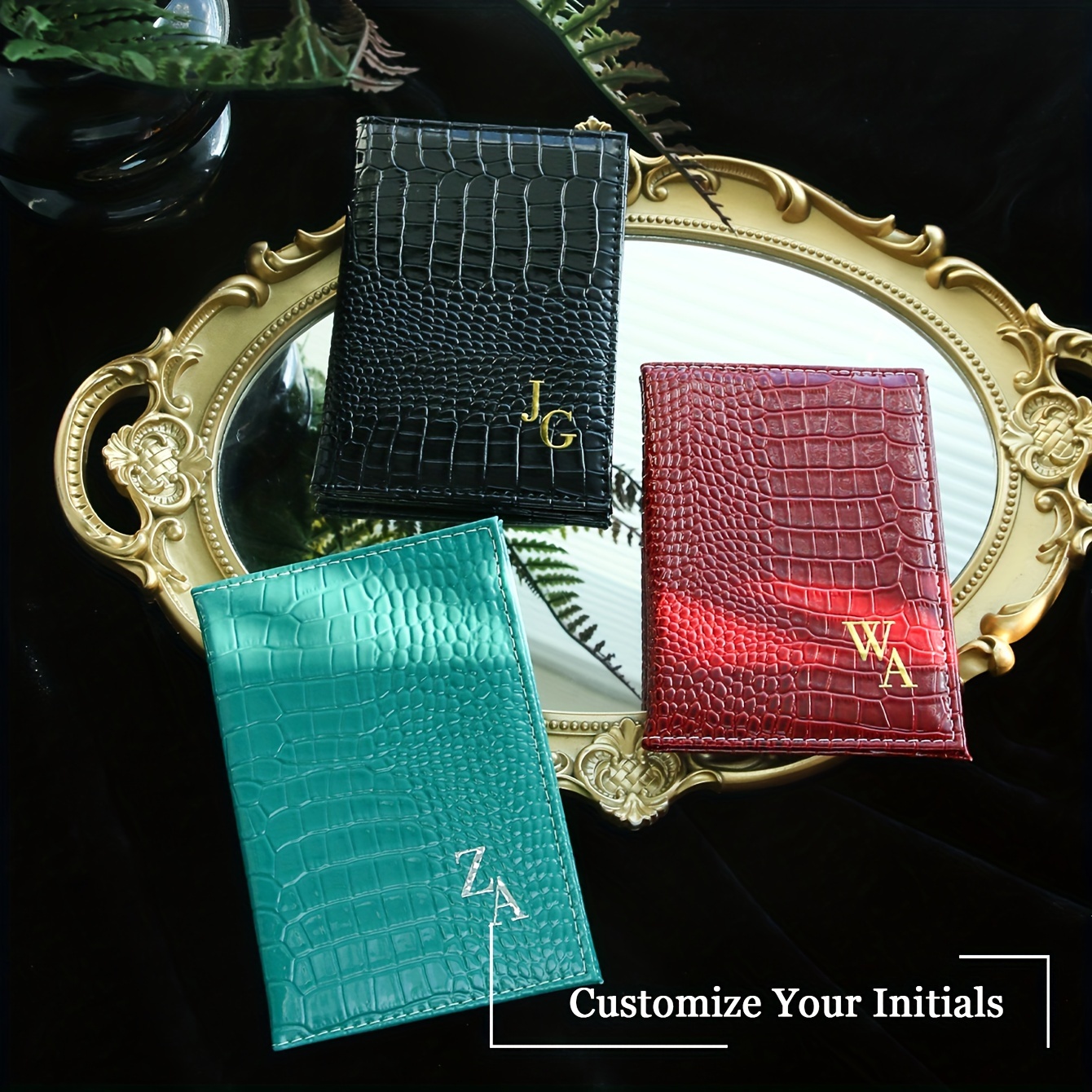 

Personalized Crocodile Pu Leather Passport Holder - Fashion Stylish Custom Initial Letter, Foldable & Lightweight, Stain Resistant For Travel, Unique Gift Unlined Passport Cover