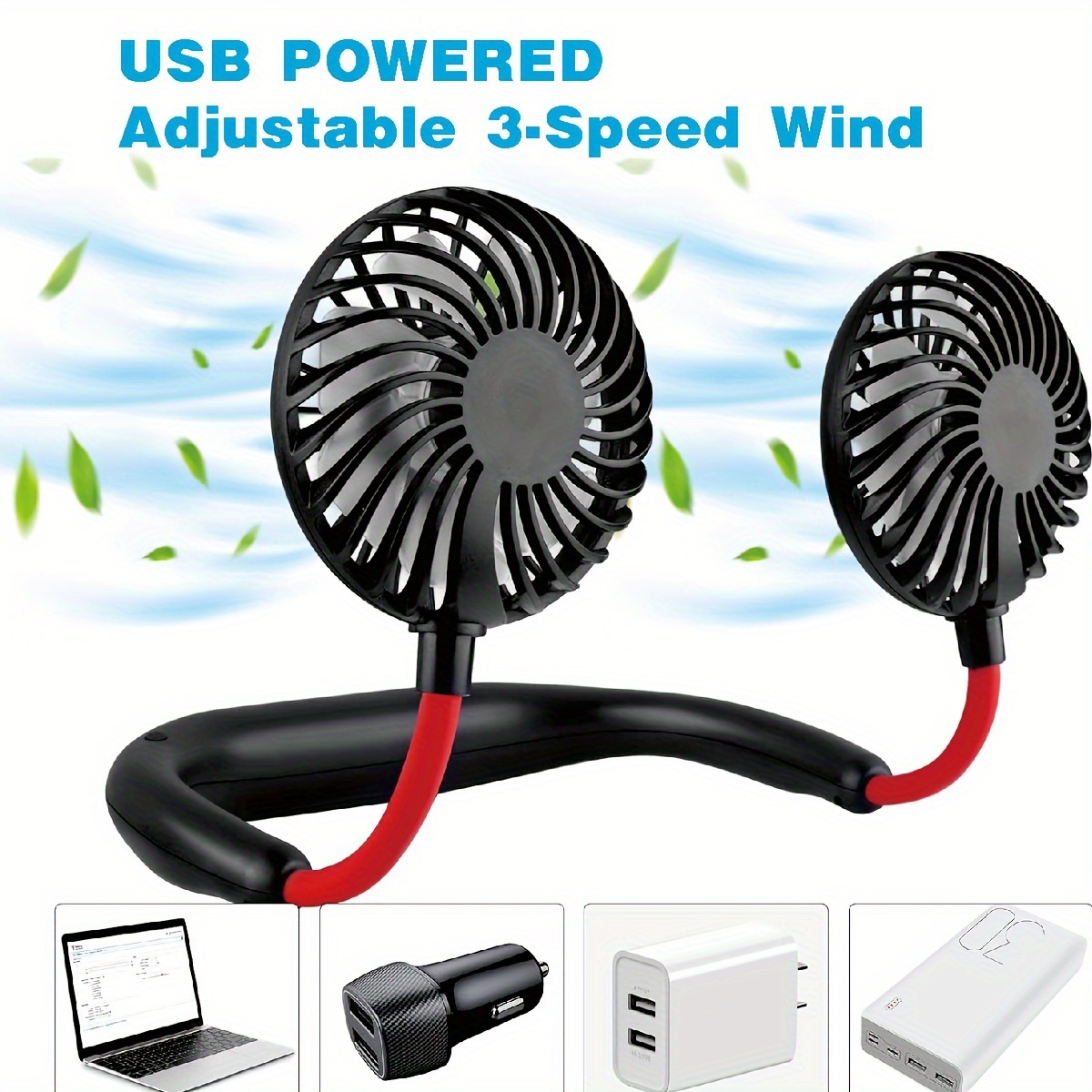 2025 silent lazy hanging neck fan with 3 360 wind adjustment 1200mah rechargeable battery indoor and outdoor use usb multi purpose cooling fan for summer school hiking running shopping factory etc holiday gifts details 5