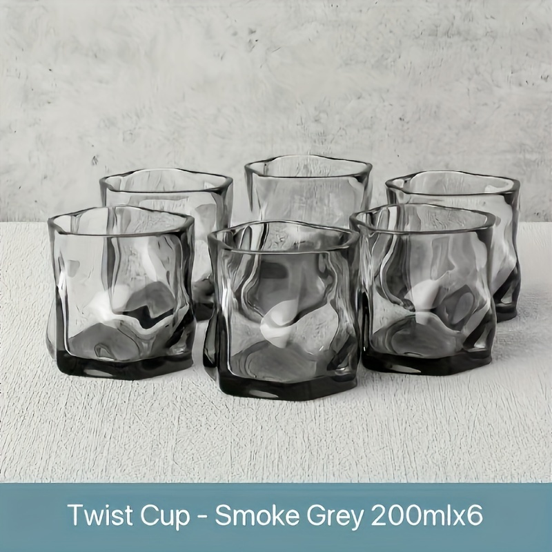 E-shop 6er-Set - Kreative gedrehte Gläser, 200 ml/6,83 fl oz - Mehrzweck-Getränkeglas mit schwerer Textur, Whiskey, Kaffee- und Getränkeglas,