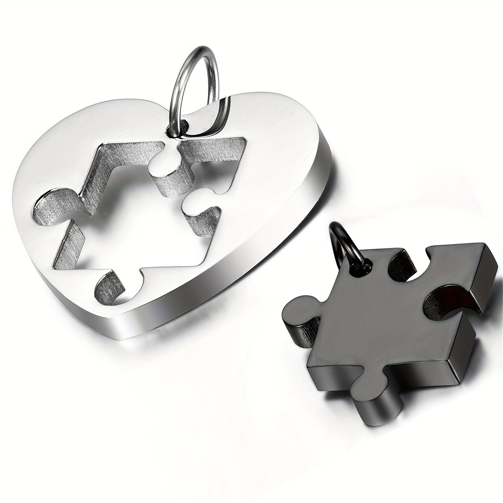 

2pcs His And Hers Stainless Steel Matching Puzzle Heart Jigsaw Necklaces For Men Women Love Couple Pendant With