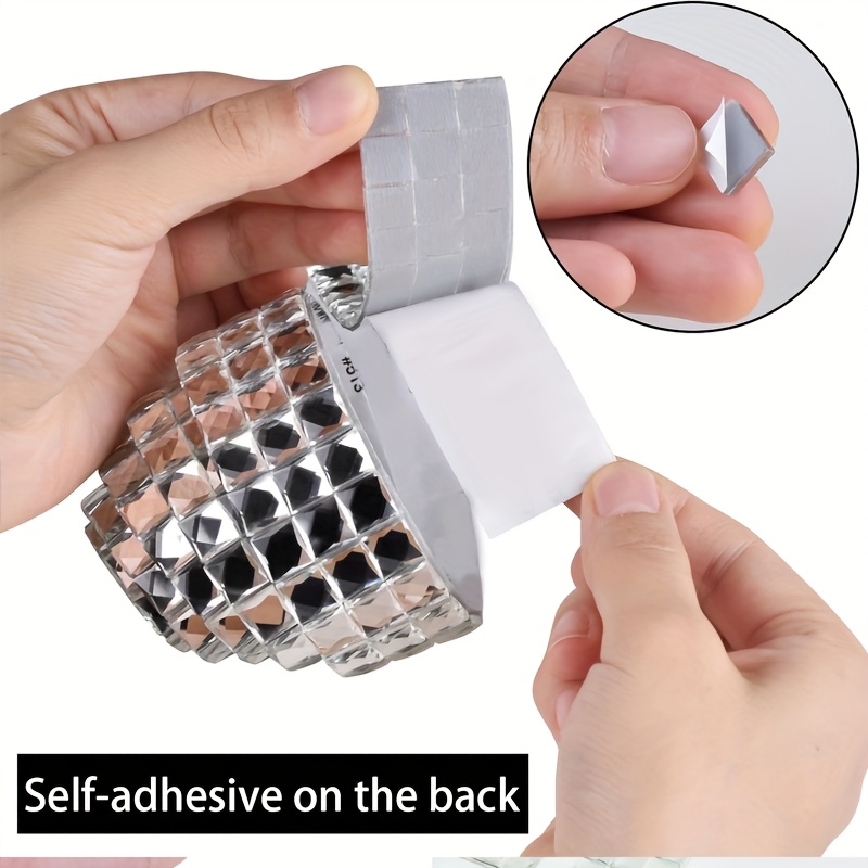TEMU 2m White Self-adhesive Mosaic 3d Glass Rhinestone Stickers! Made Of Glass With A Self-adhesive Backing For Easy Application. Create A Sparkling