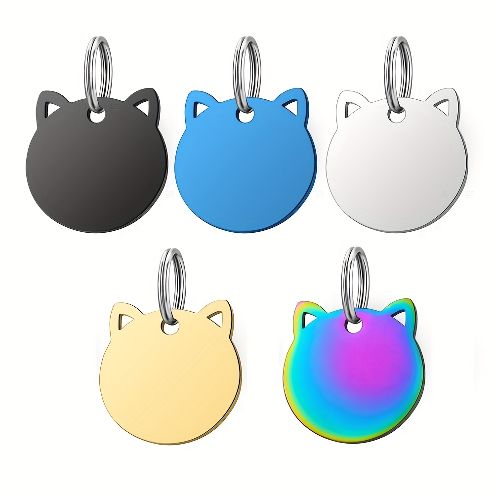 TEMU 5pcs/10pcs Plaque d'identification anti-perte pour animaux de compagnie de chat, gravables avec un graveur laser pour les des animaux ou les