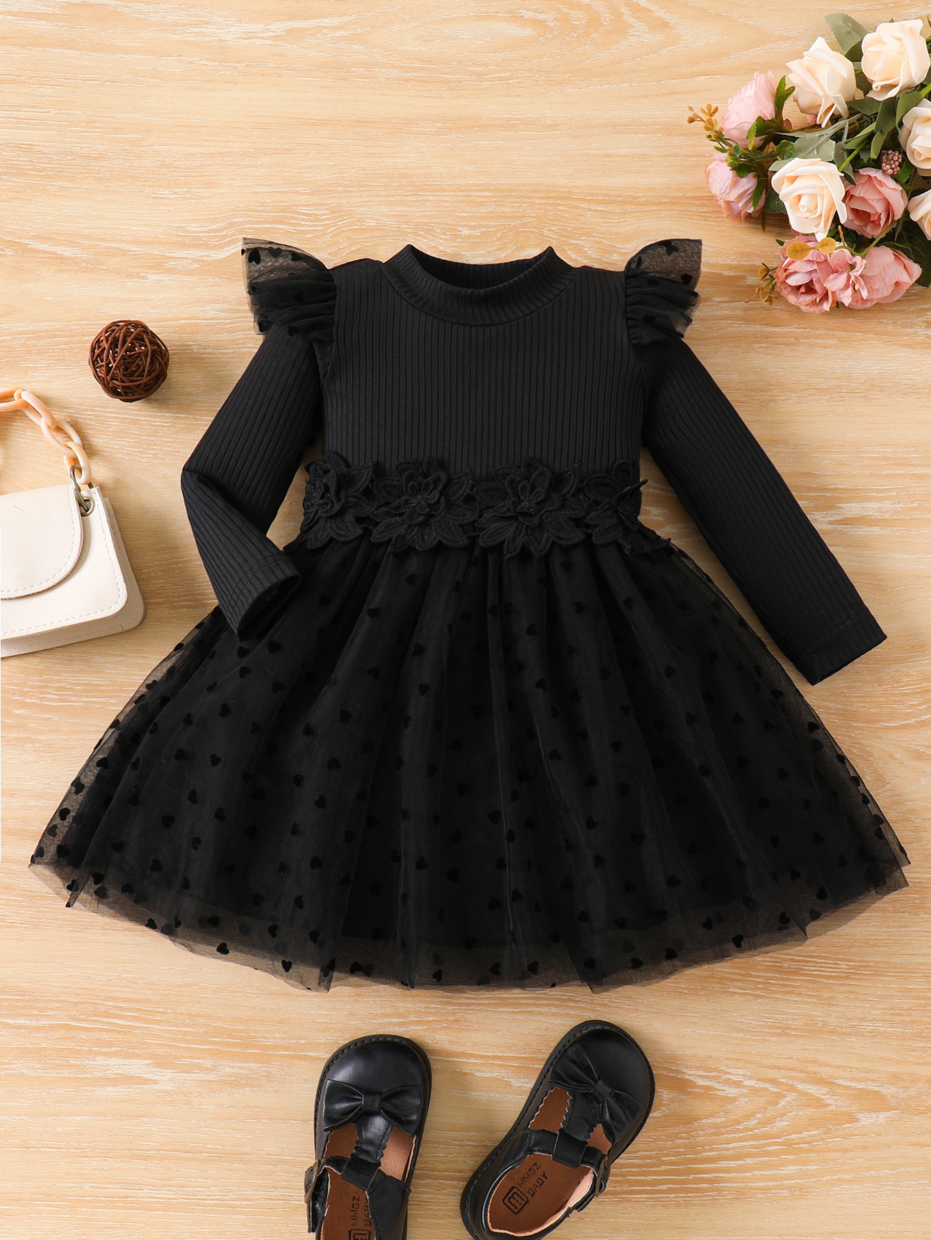 black dress for toddler girl Girl Tulle Birthday Party Dress for Toddler Girls – Moda by Athena main image 0