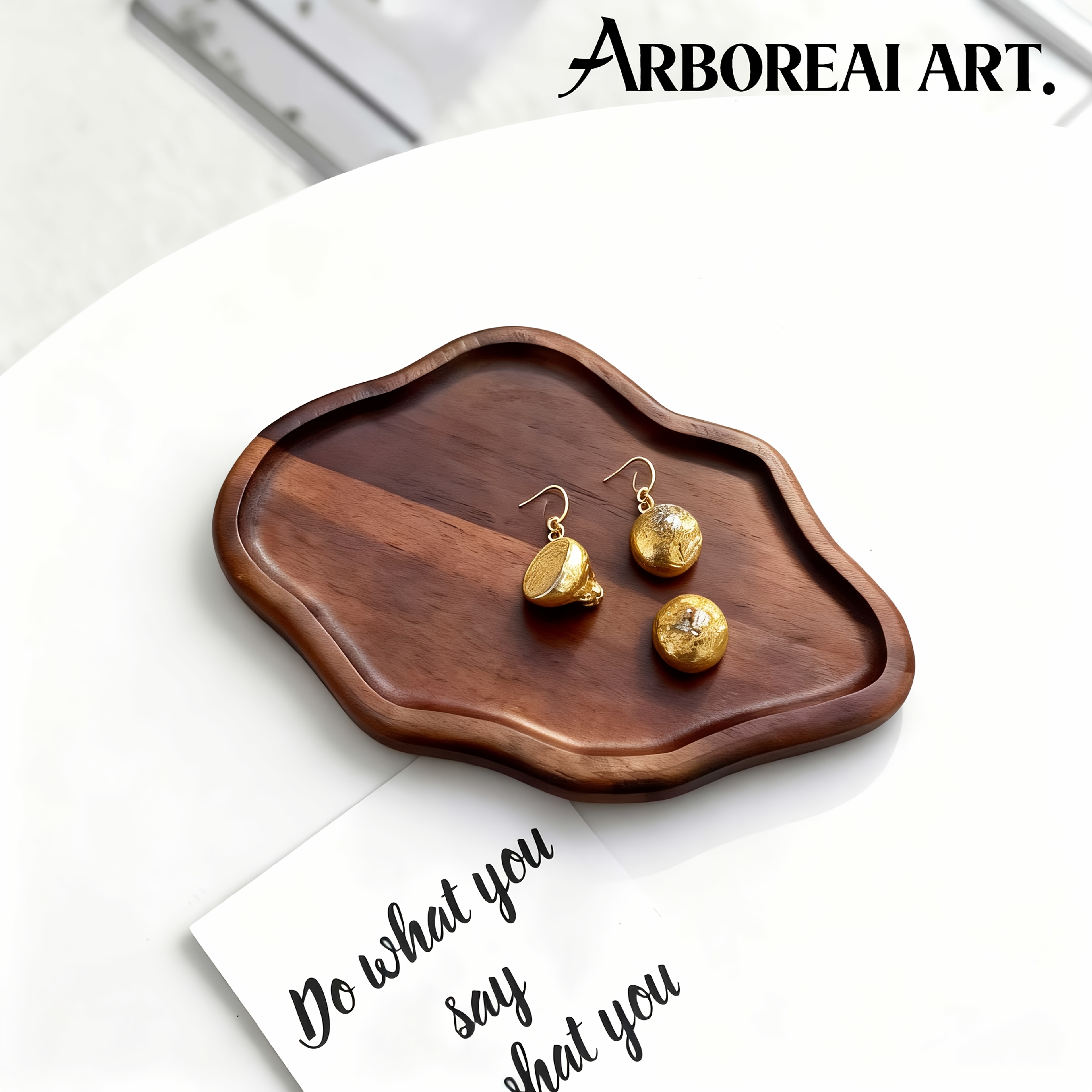 Image of [] Walnut Wooden Jewelry Tray, Desktop Perfume Organizer, Key Display Decorative Plate, Nordic Exquisite Home Decor Item, Birthday Christmas Gift For Girlfriend, Jewelry Trays