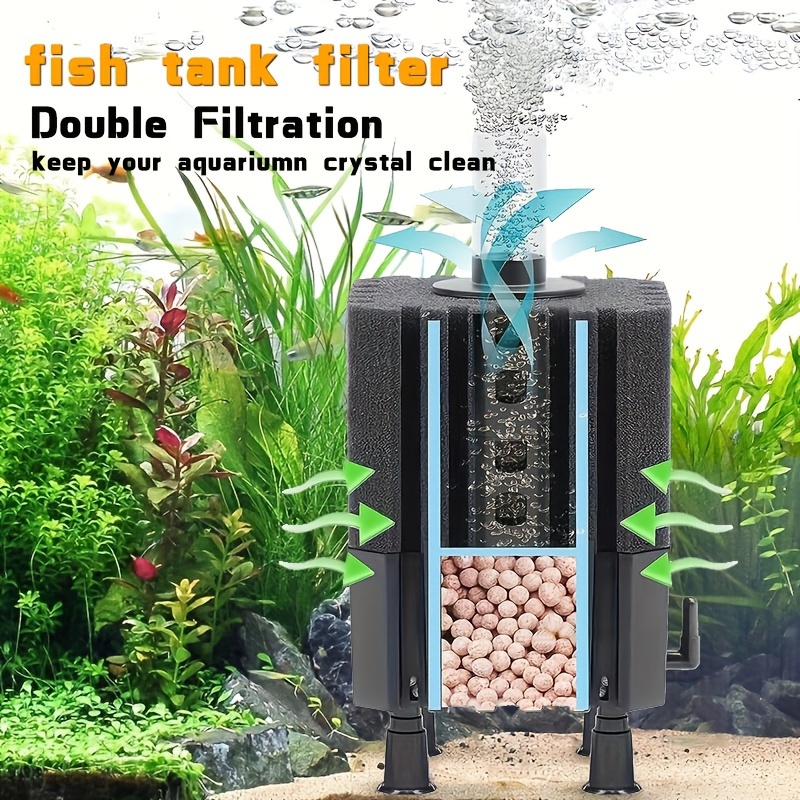 

Filter With Ceramic Media Balls & Air Stone, Quiet Aquarium Sponge Filter For Water Quality & Fish Health Oxygenation, Uncharged, No Battery, Non-electronic Components