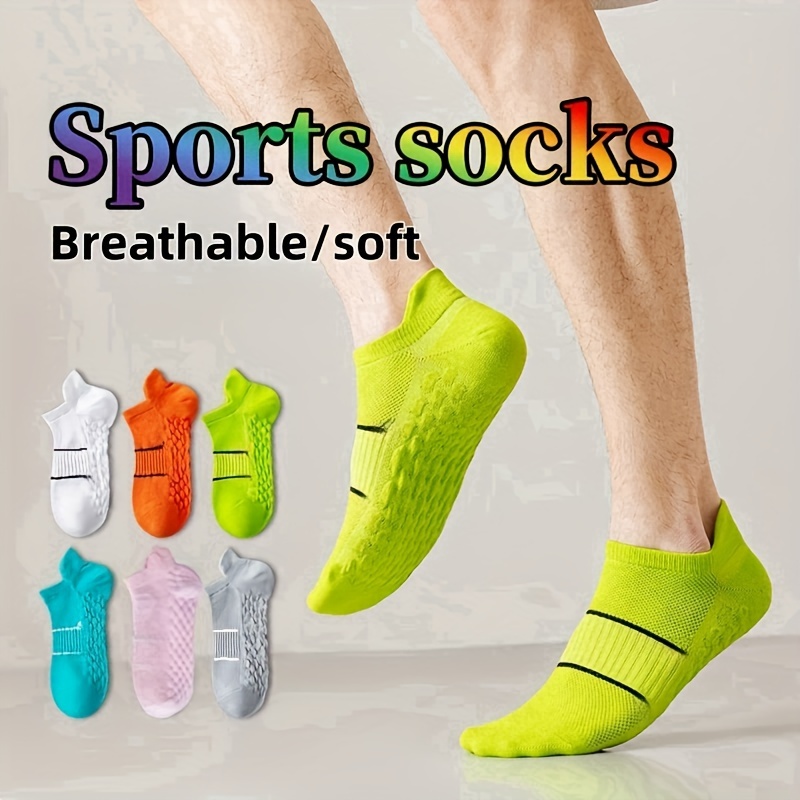 

7-pack Socks With Heel Protection, Breathable Polyester And Spandex Blend, Knit Fabric, Striped, Cushioned For Running, Hiking & Marathon, Unisex