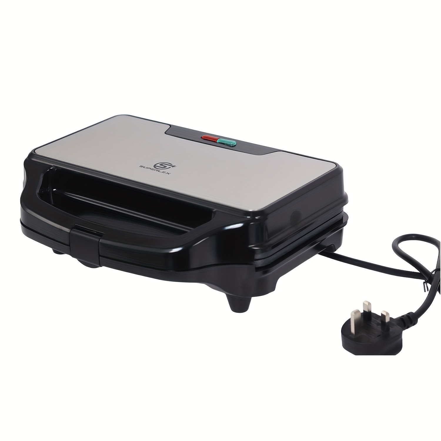 TEMU Superlex Stainless Steel Xl Sandwich Maker 1000w 2- Toaster Plates Handle Automatic
