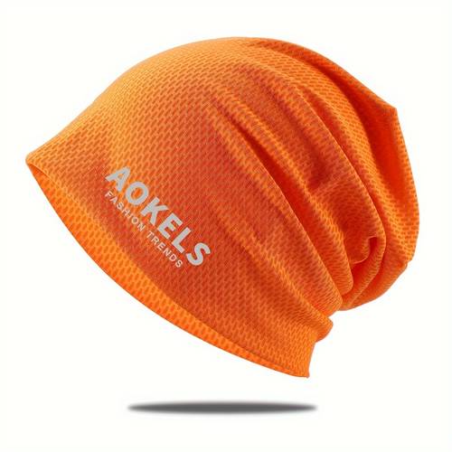 1pc 2pcs mens friendly breathable quick drying letter print thin cycling cap outdoor running beanie suitable for daily wear slouchy beanie