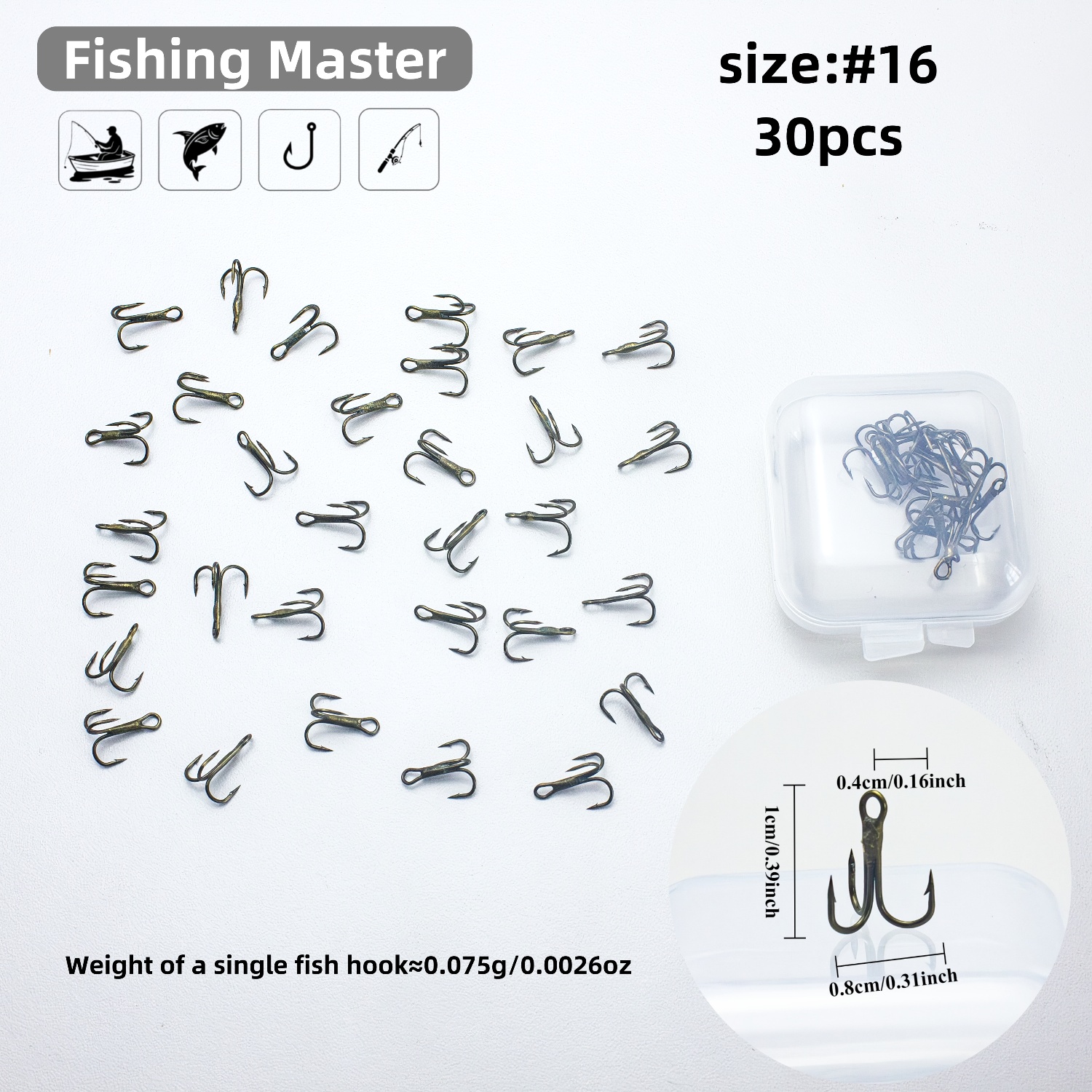 TEMU 30 Ultra-small Deep Brown Reinforced Mini Fishing Hooks, Made Of High-carbon Steel With A Brown End, Packaged In A Deep , Suitable For Fishing
