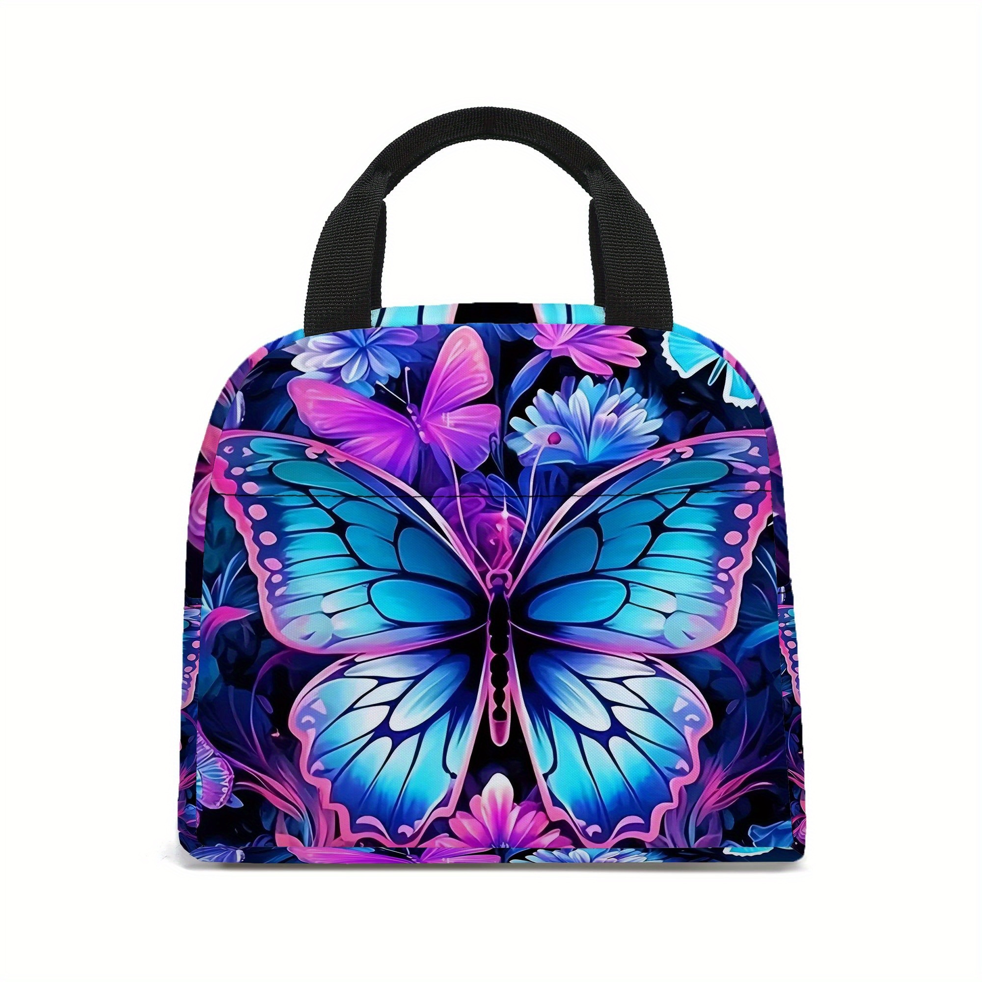 E-shop Lunchtasche mit Schmetterlingsdesign, isolierte Tragetasche für Arbeit, Reisen und Picknicks, geeignet für die Einschulung, sicher für