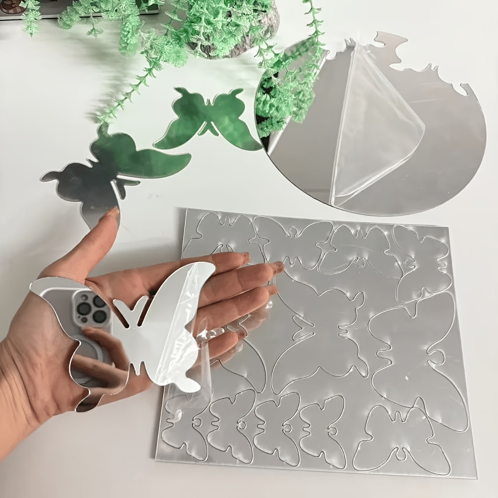 Image of 16pcs Moon And Acrylic Mirror Wall Stickers, Self-adhesive Round Mirrors For Living Room Bedroom Room Wall Decoration