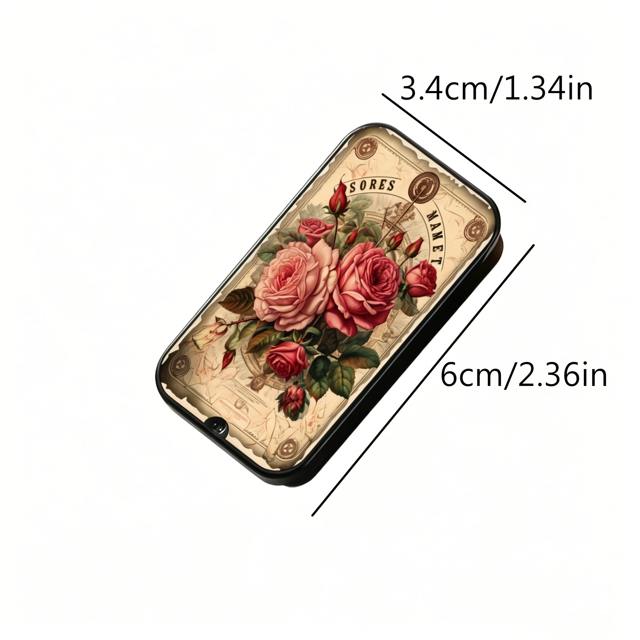 TEMU 1pc Vintage Victorian-style Rose Illustration Pattern Matchbox, Matches Not Included - Vintage Style, Suitable For Storing Matches//small