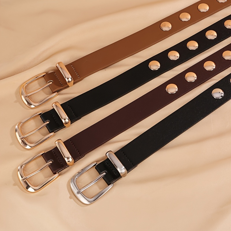 punk style faux leather belt women adjustable studded belt  display picture 3
