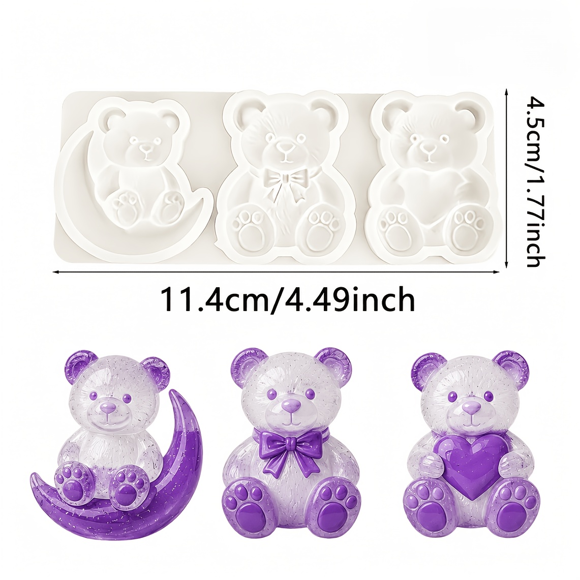 TEMU Teddy Bear Silicone Mold, Epoxy Resin Mould For Key Ring Pendant, Backpack Charm, Bag Decoration, Car Interior Ornament, Holiday Gift, Halloween