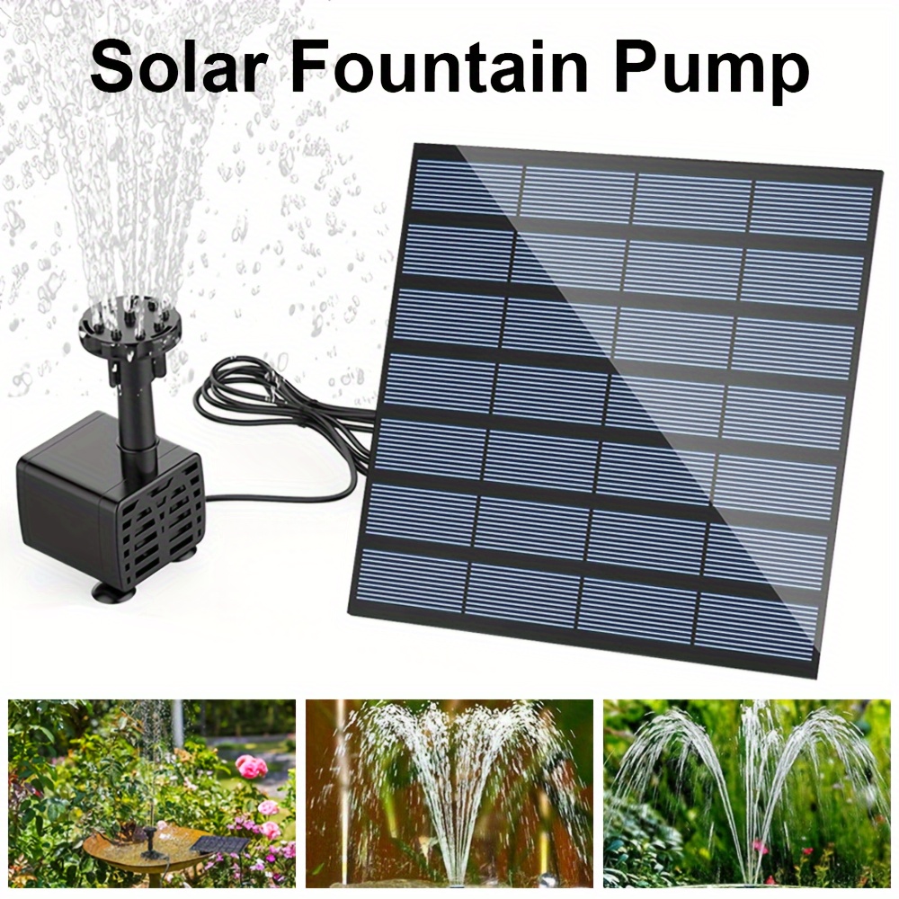 

Solar Fountain Pump Kit, 1.4w Outdoor Water Feature, Solar Powered Fountain Pump With 6 Nozzles For Bird Bath, Pond, Garden, Fish Tank - No Battery, Durable Plastic Material