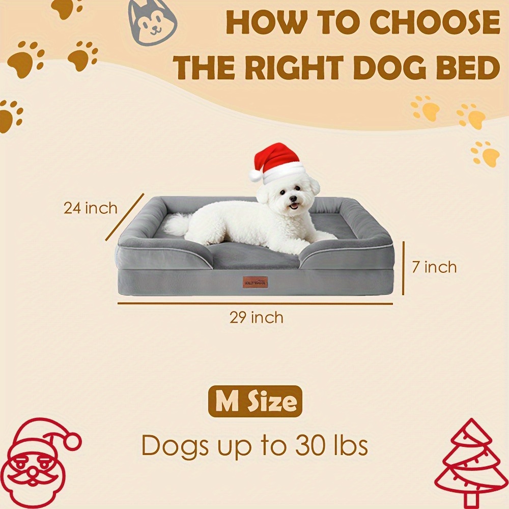 TEMU 1pc Dog Bed - 100% Supportive Foam - Extra Large Dog Sofa Dog Beds - Pet Couch Bed With Removable Washable Cover - Soft Lining And Bottom - Grey 3 Sizes - Great Christmas Gifts For Your Deer Pet