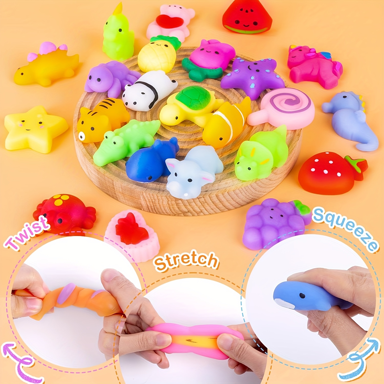 50-5PCS Mochi Squishies Kawaii Anima Squishy Toys pour boules anti-stress, cadeaux de fête, jouets anti-stress pour anniversaire  26