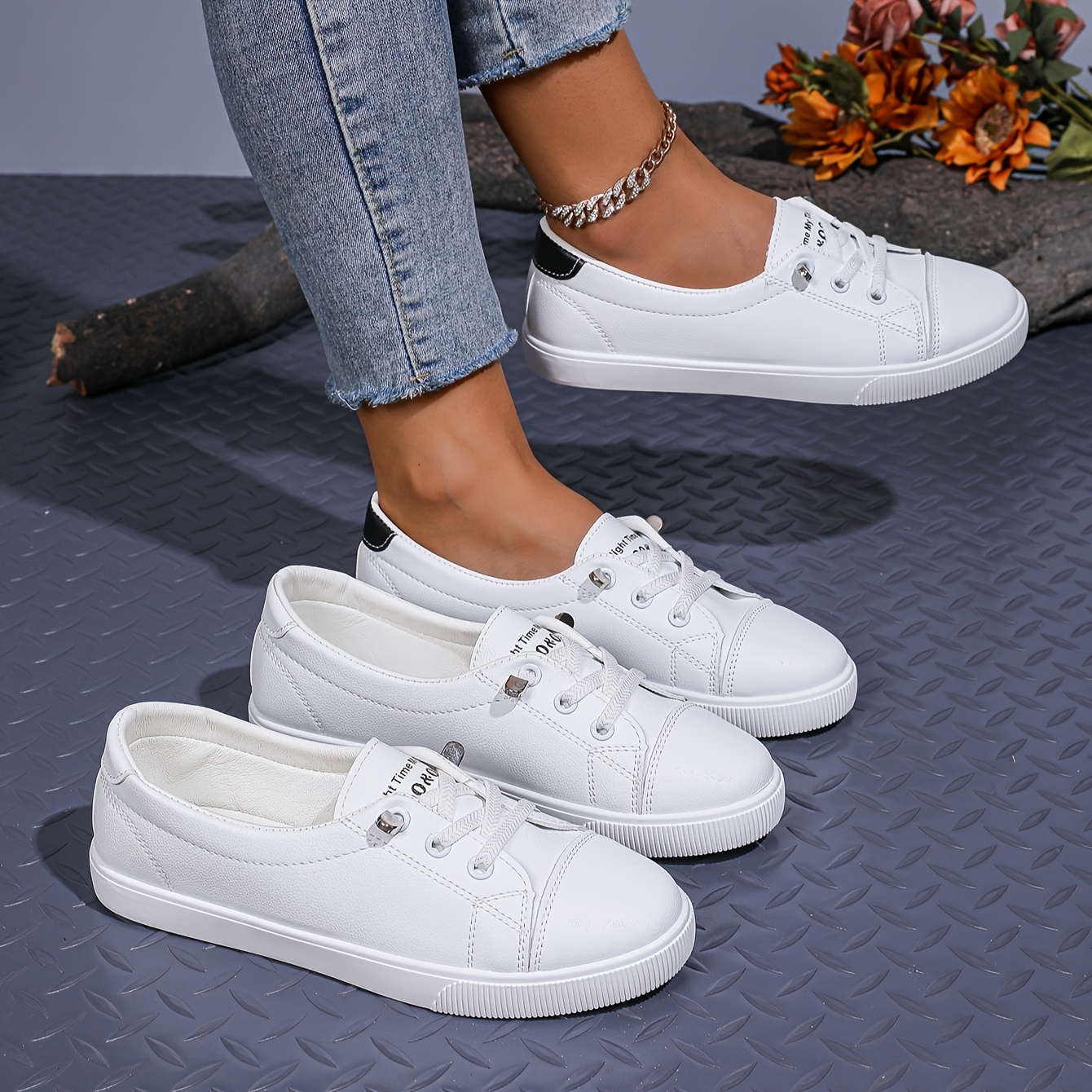Women'* Slip-On Sneakers - Soft * Synthetic Synthetic Upper & Lining, PVC  Cushioned Sole, Minimalist Casual Shoes for Casual Attire,