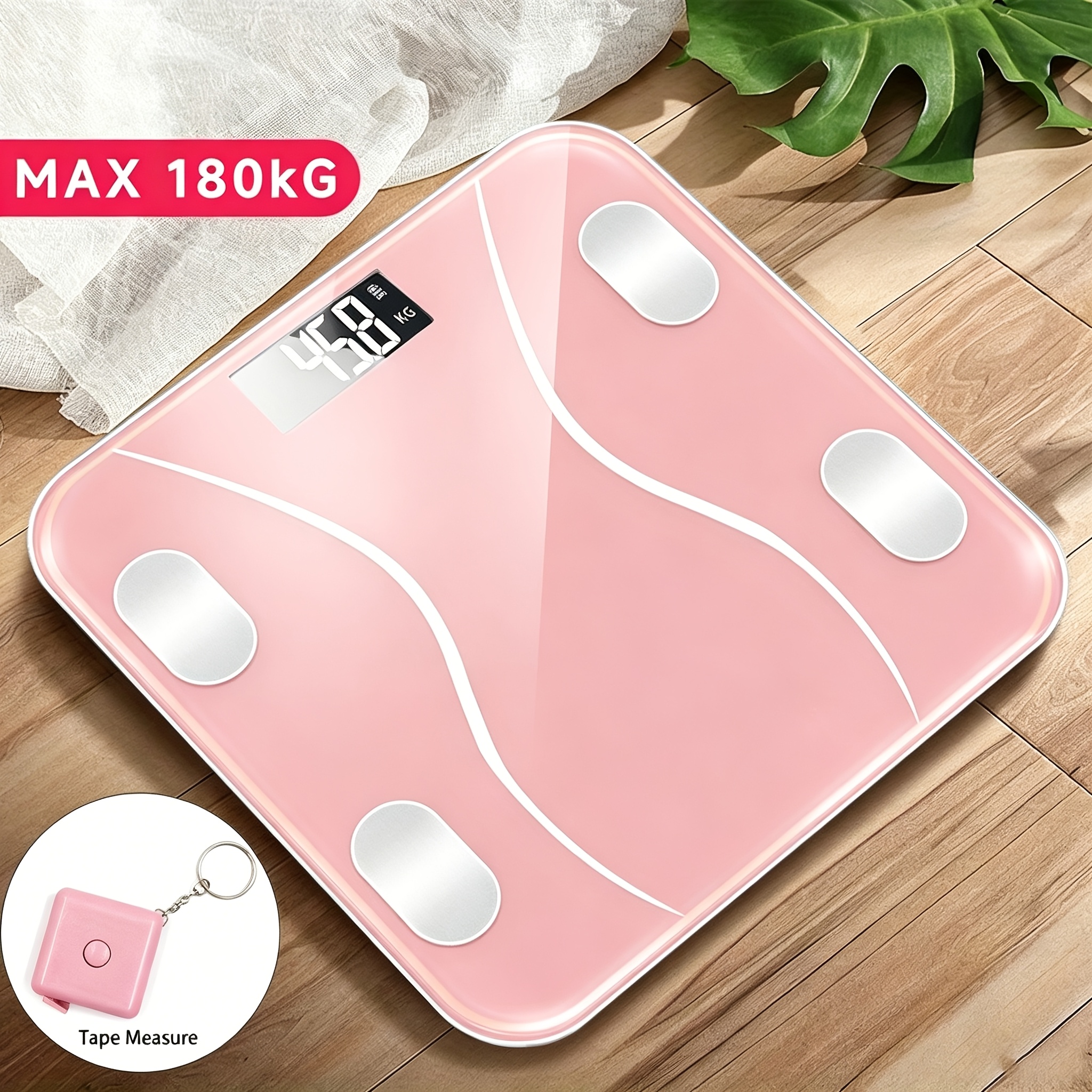 Image of Smart Wireless Body Fat Scale With Tape Measure Combo (2-pack), Bathroom Scale, Wireless App Data Sync, Lcd Display, 180kg/396lb Max Weight Capacity, 3 Units Switchable Kg/lb/st