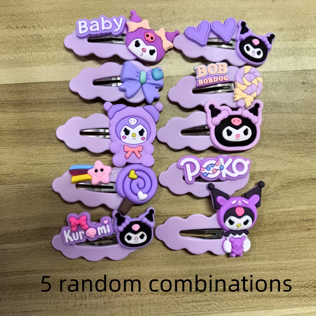 Image of 5 Cute For Kuromi Resin Side Clips - For Kuromi Hair Clip Set, 5pcs, Suitable For Kuromi Ad