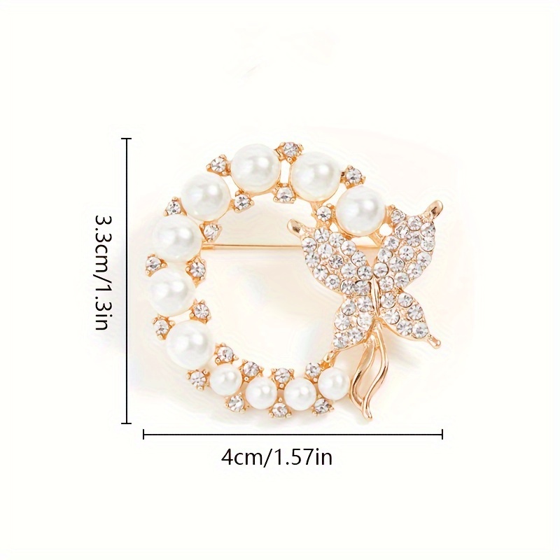butterfly brooch with artificial diamond and pearl embellishments elegant style casual wear pin accessories