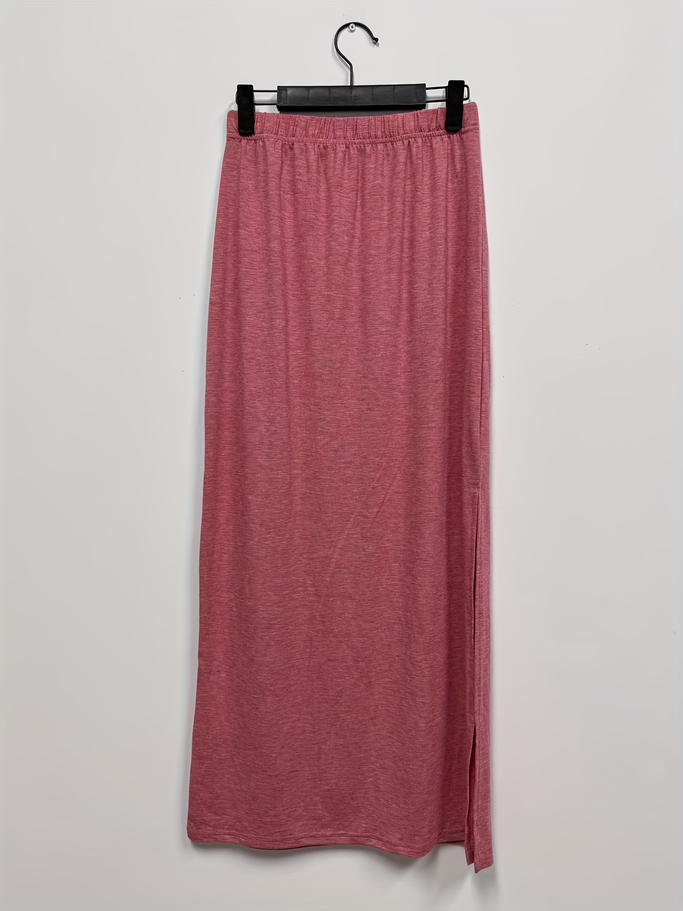 womens casual rayon midi skirt solid color side detail Temu