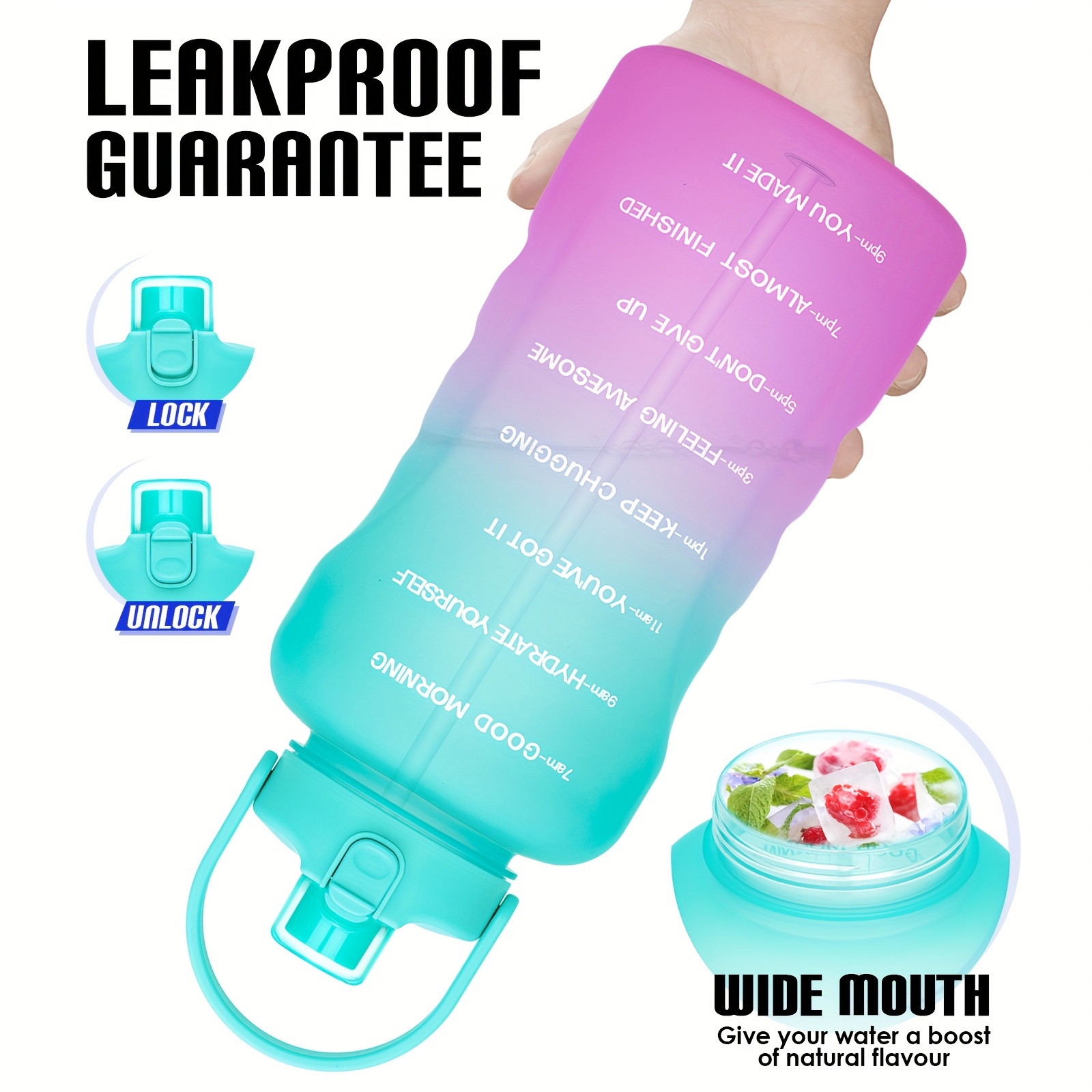 1 gallon motivational water bottle straw dishwasher - Temu