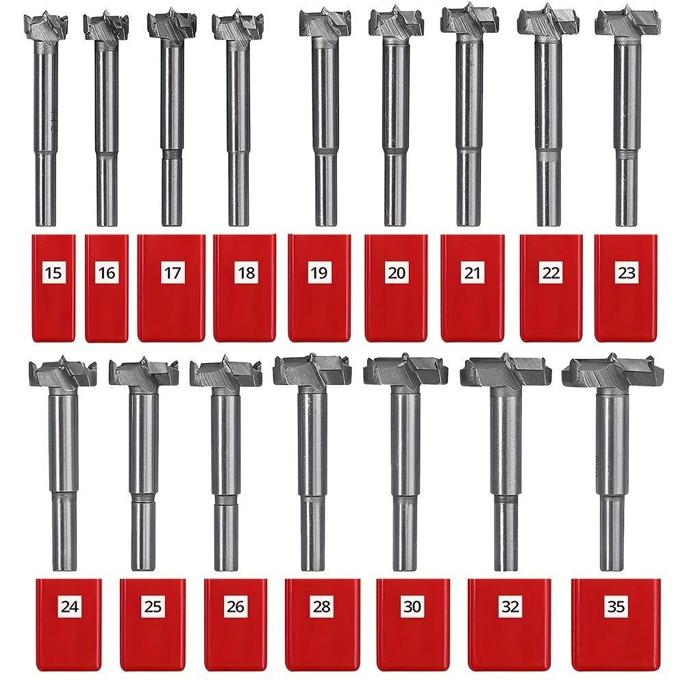 

Asdtodw 16-piece Woodworking Hole Opener Set: Positioning Hard Alloy Flat Wing Drills With Adjustable Holes, Sizes 15-