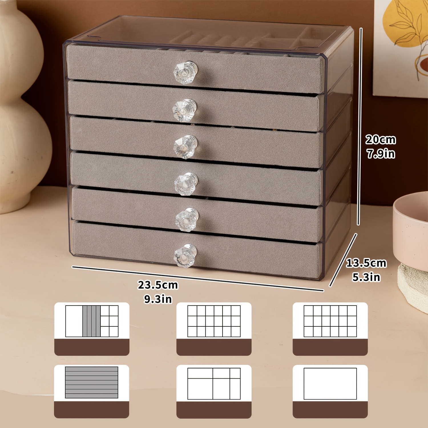 TEMU 6-layer Velvet Jewelry Box, Jewelry Boxes