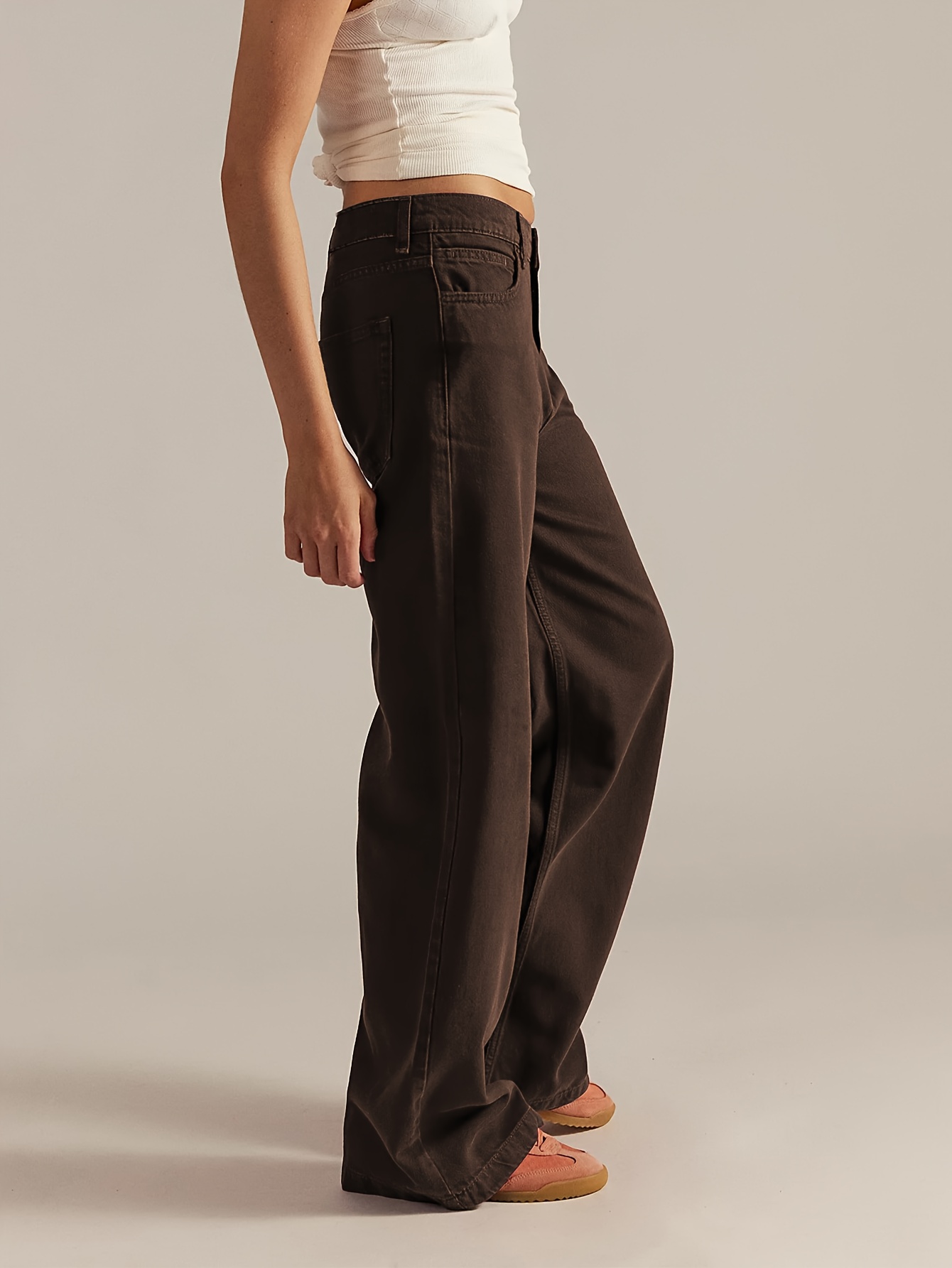 Detail of the boot cut hem and long length