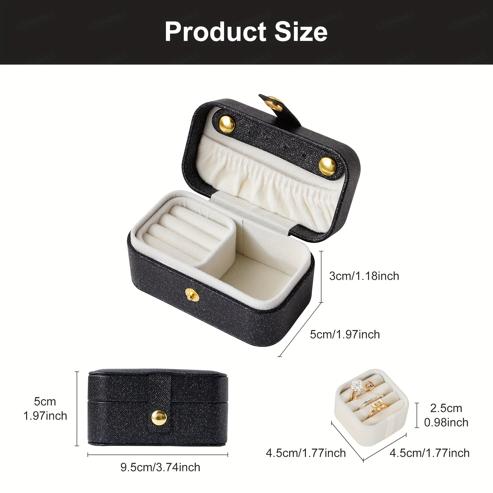 15pcs 2 in 1 mini portable jewelry box with detachable ring tray pearlescent   leather jewelry organizer for earrings necklaces rings hair clips travel jewelry case decorative jewelry box gift for her valentines day gift mothers day gift birthday present jewelry boxes Product details 3