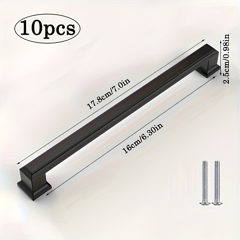 10pcs Black Cabinet Pulls Made Of, American Solid Thickened Kitchen Cabinet Pulls, 3 Sizes From, Drawer Knobs, Furniture Hardware, With Of Mounting Screws