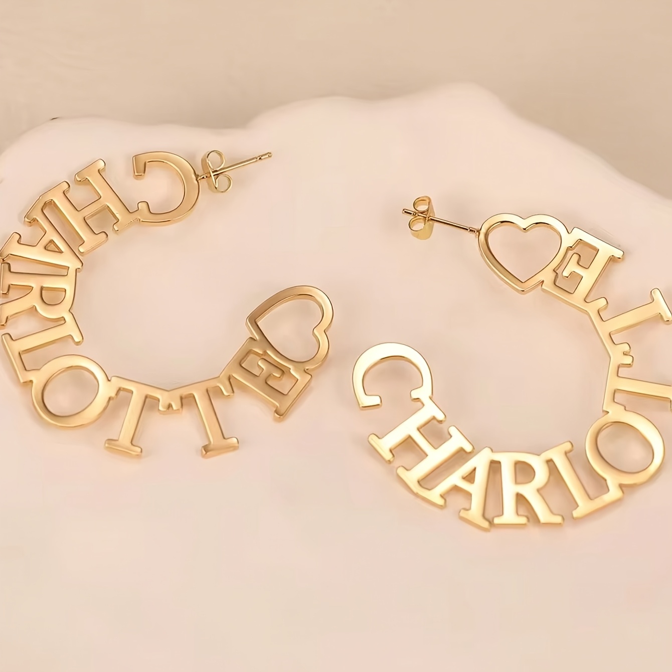 Custom 2pc Stainless Steel 18K Plated Name Hoop Earrings