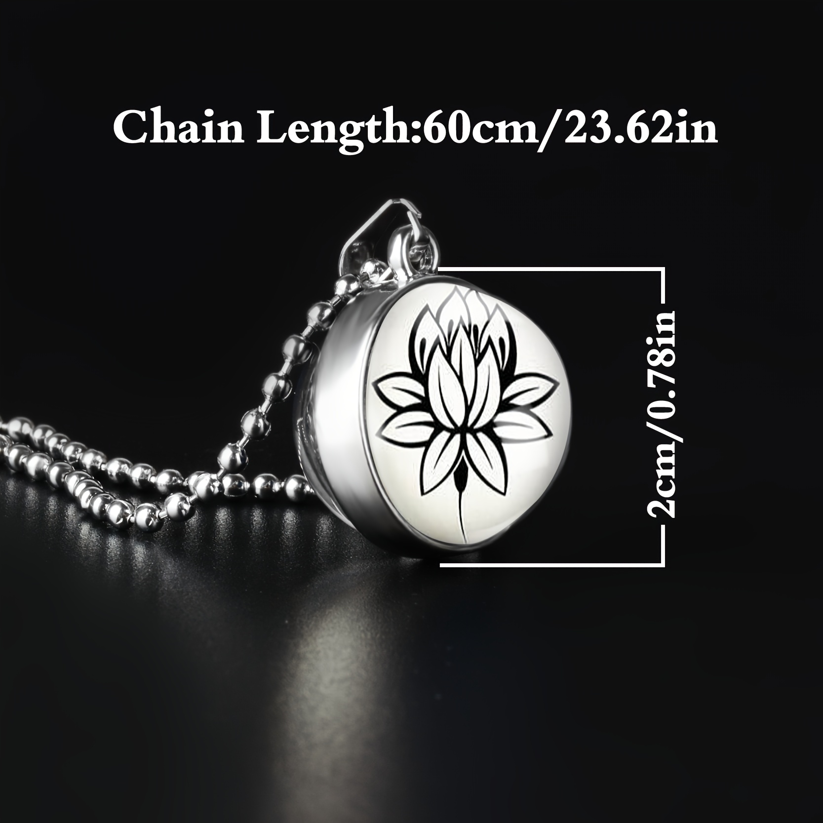 Double-Sided Art Pendant Necklace with Lotus Pattern