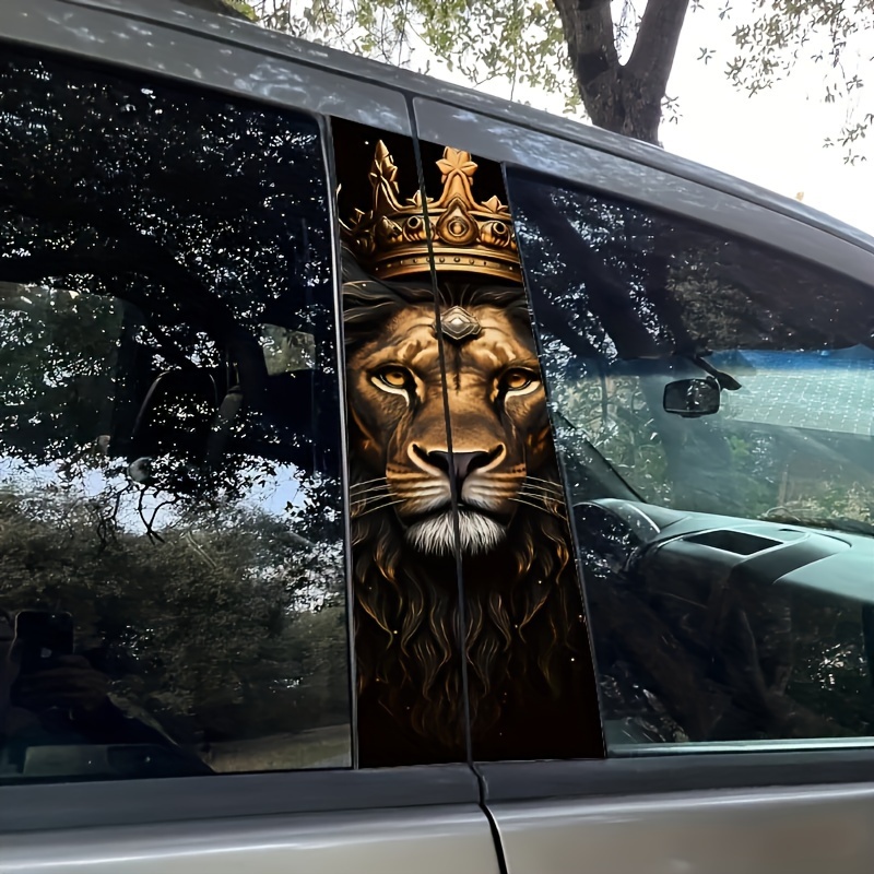 TEMU 2pcs Lion Car Decals - Shiny, Easy-apply Vinyl Glass Protector For Vehicle Exterior