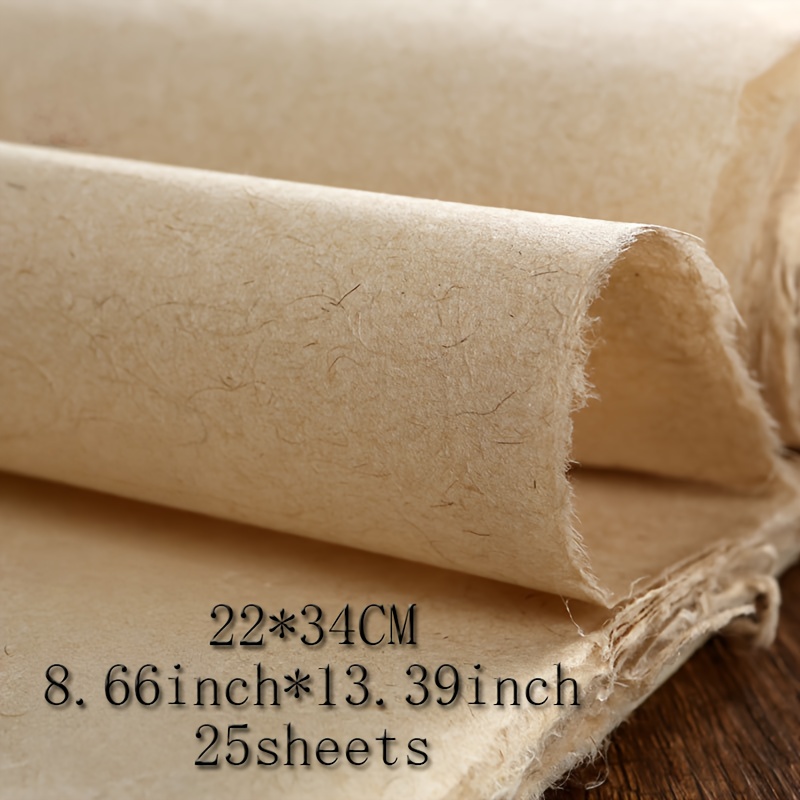 Image of 25 Sheets Of High-quality Handmade Bark Fiber Paper, Semi- Semi-cooked Xuan Paper, For Calligraphy, Professional Chinese Painting Paper, And Creative Artwork Paper
