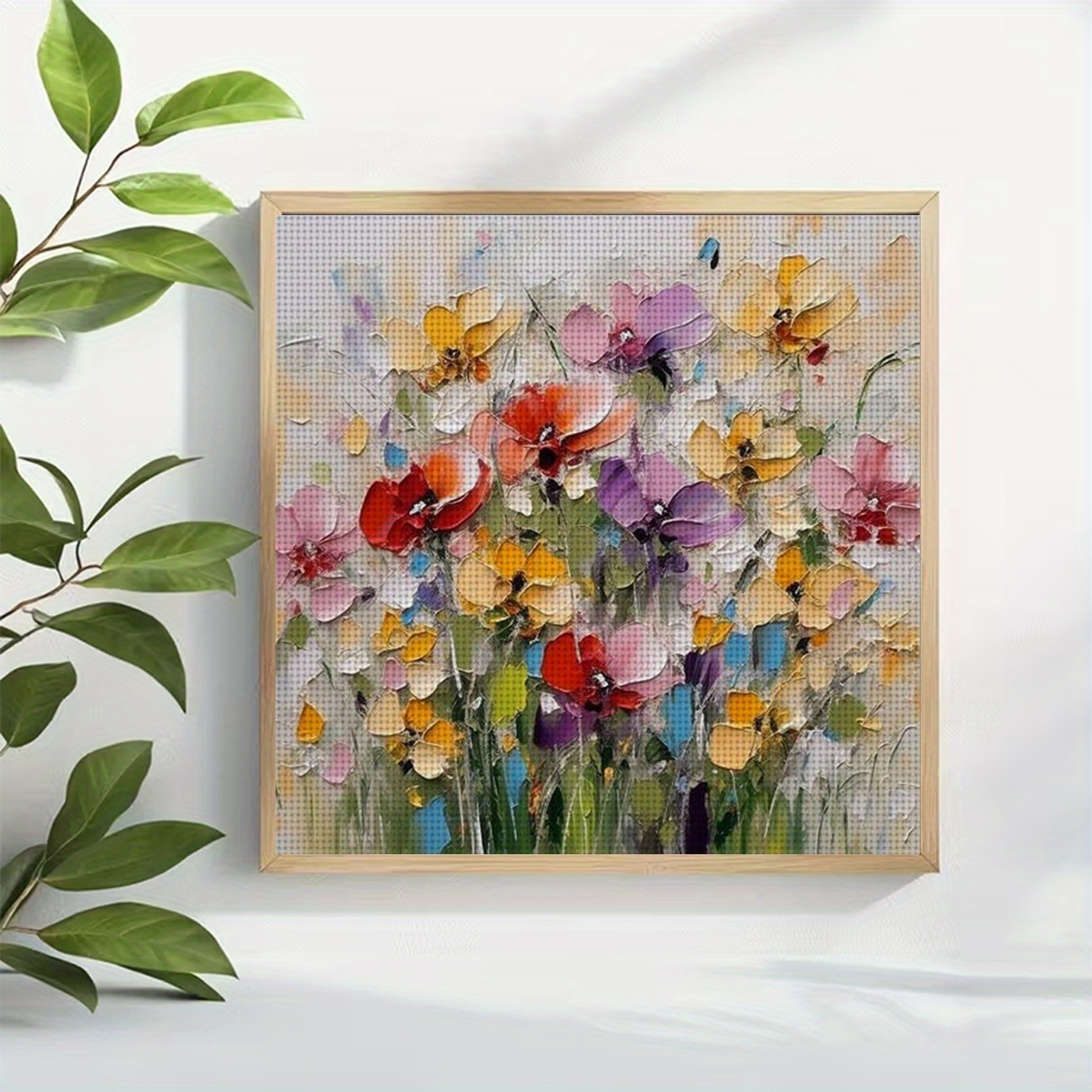 Floral Oil Painting Design Cross-Stitch Kit, Perfect for Beginners