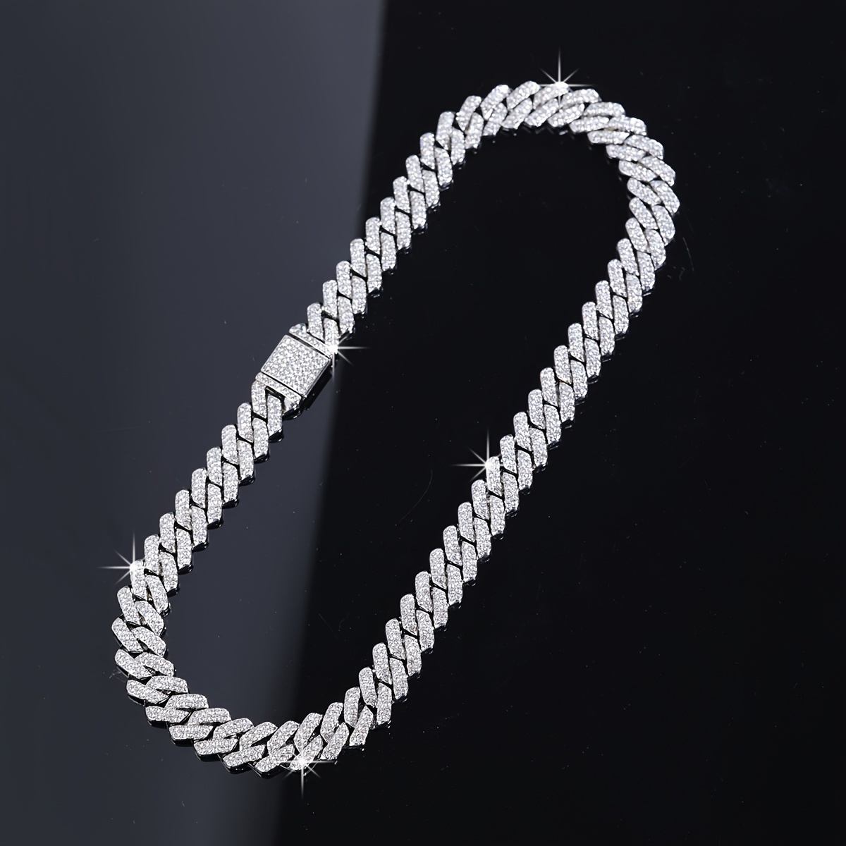 Iced Out Rhinestone Cuban Chain Necklace for Men