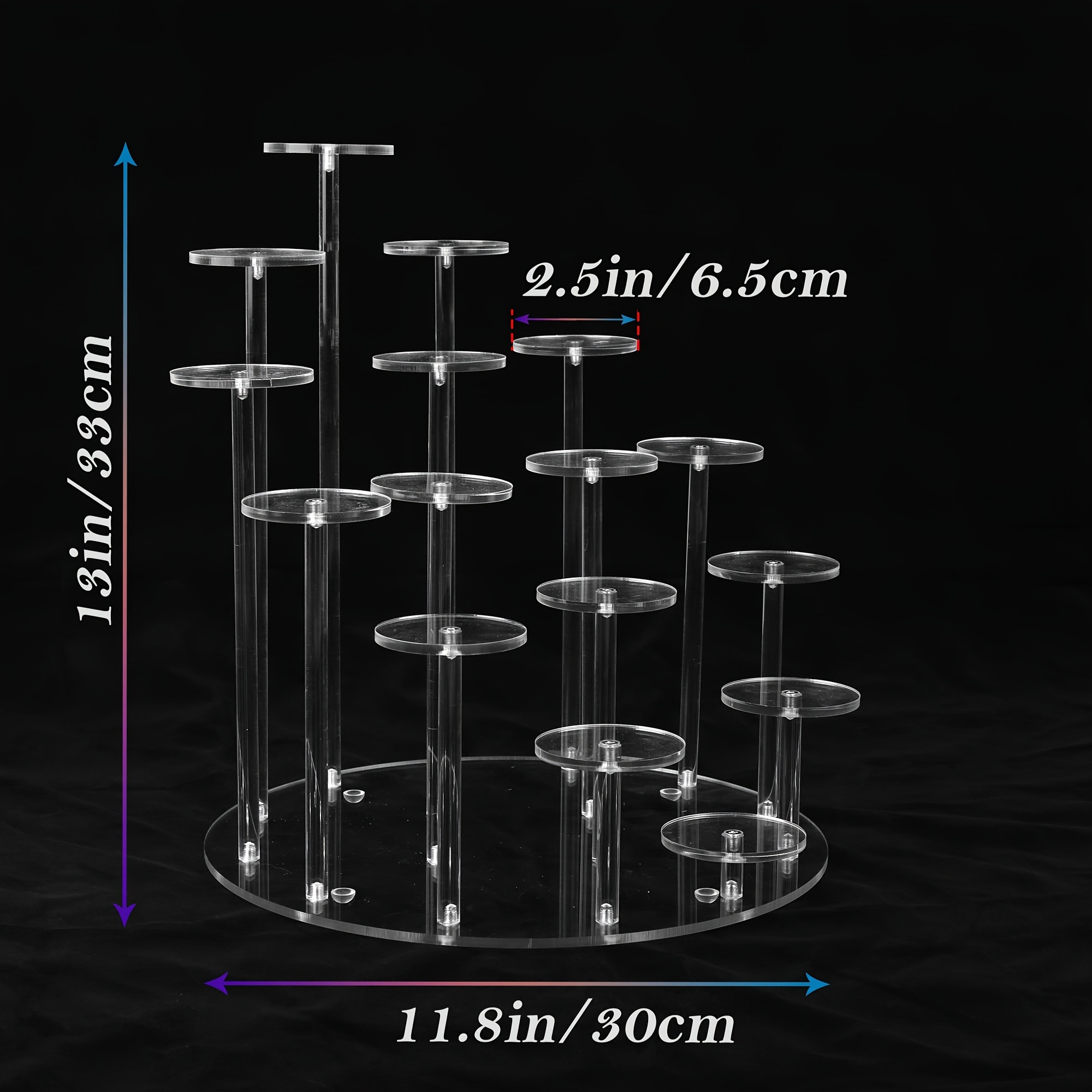 Image of Acrylic Cupcake Stand 16 Cupcakes - Display Stand, Cupcake Stand, Dessert Stand, Pastry Serving Plate Display, For Party, Wedding, Birthday, Holiday, Christmas