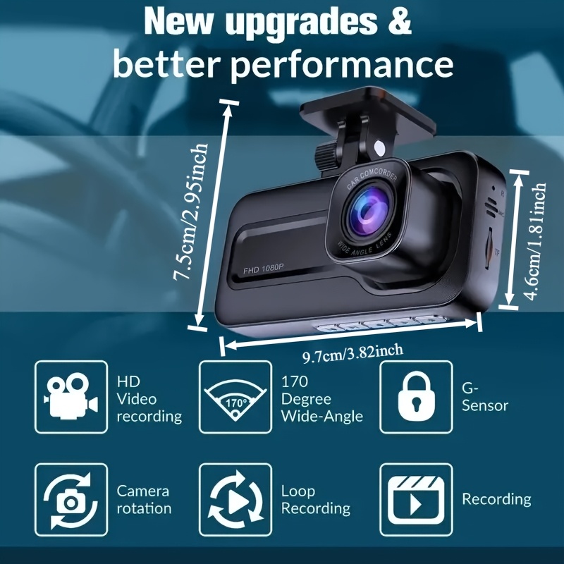 Dual-Lens 1080P Car Dashcam with Night Vision & G-Sensor