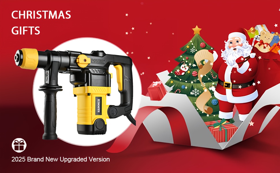 Heavy Duty Rotating Hammer Drill SDS Plus, Suitable For Concrete And Brick Walls, Dual-mode Multi Force Adjustment, Essential For Home Decoration And Construction Projects, Equipped With A Carrying Case And Various Drill Bits, Great Christmas Gift